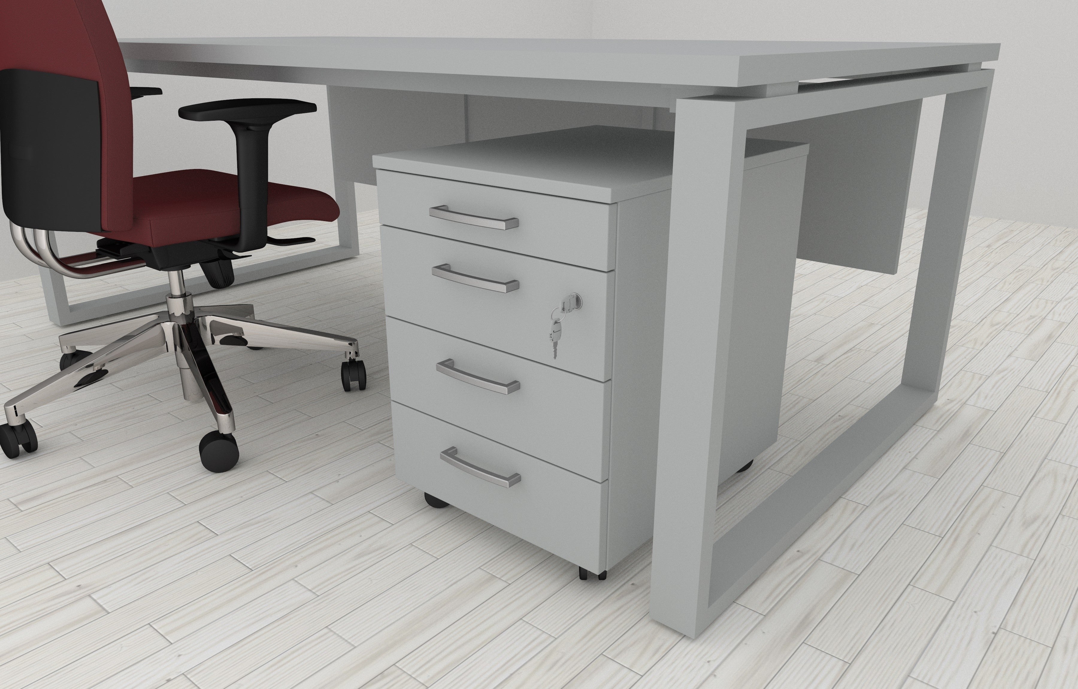 Cassettiera da ufficio con Rotelle LEVEL, L 42 x P 56 x H 61 cm (Grigio)