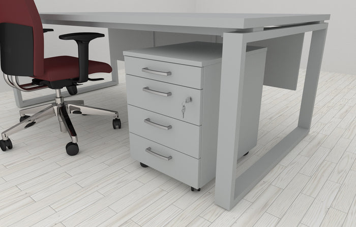 Cassettiera da ufficio con Rotelle LEVEL, L 42 x P 56 x H 61 cm (Grigio)