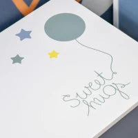 Cassapanca Baule Portagiochi in Legno Blu e Bianco, Panca per Cameretta Bambini 55 x 34 x 35.5 cm