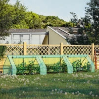 Mini Serra per Piante Impermeabile con 3 Ingressi Avvolgibili, in Acciaio e PE, 400x100x80 cm, Verde