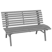 Panchina da Giardino, Panchina da Parco, Design a Doghe, Resistente alle Intemperie, Alluminio, 123 x 67 x 79 cm, Grigio