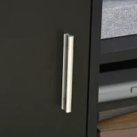 Supporto per Stampante, Organizzatore per Ufficio, con Armadio a Sportello, 3 Mensole e Ampio Ripiano, in Pannelli di Particelle, Nero