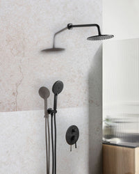 Set doccia a incasso in ottone nero 3 modalità di getto a pioggia Funzione doccia a parete Sistema doccia a sospensione Stile moderno