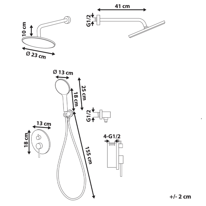 Set doccia a incasso in ottone nero 3 modalità di getto a pioggia Funzione doccia a parete Sistema doccia a sospensione Stile moderno