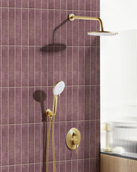 Set doccia a incasso in ottone oro 3 modalità di getto a pioggia Funzione doccia a parete Sistema doccia a sospensione Stile moderno