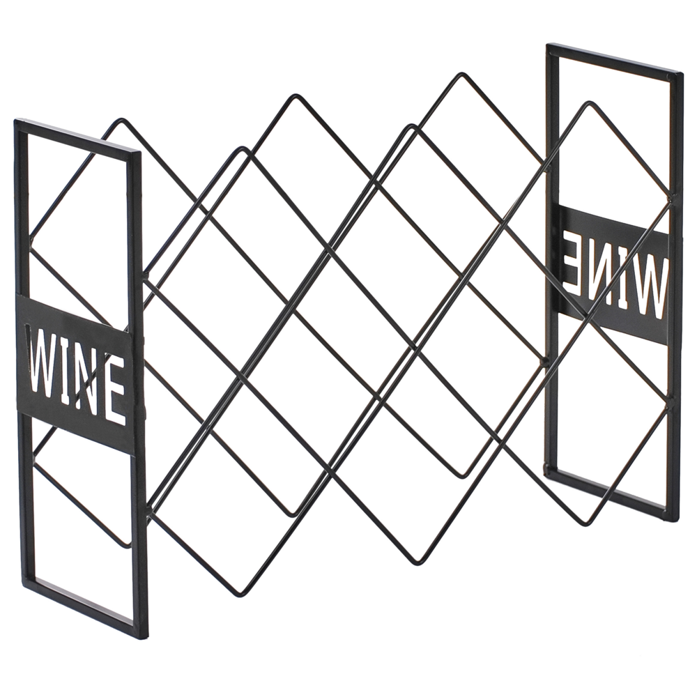 Portabottiglie irregolare in ferro e metallo per bottiglie nero stile tradizionale