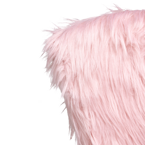 Sedia girevole da ufficio in finta pelliccia rosa pastello con base a gradini altezza regolabile design moderno per ufficio domestico