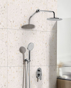 Set doccia a incasso in ottone argentato 3 modalità di getto a pioggia Funzione doccia a parete Sistema doccia a sospensione Stile moderno