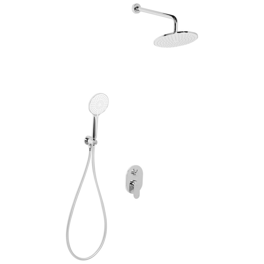 Set doccia a incasso in ottone argentato 3 modalità di getto a pioggia Funzione doccia a parete Sistema doccia a sospensione Stile moderno