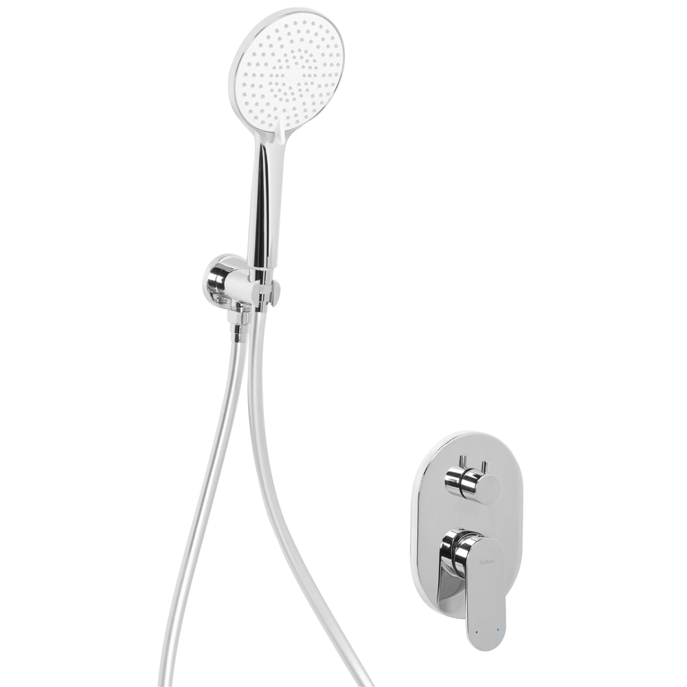 Set doccia a incasso in ottone argentato 3 modalità di getto a pioggia Funzione doccia a parete Sistema doccia a sospensione Stile moderno