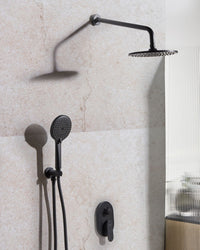 Set doccia a incasso in ottone nero 3 modalità di getto a pioggia Funzione doccia a parete Sistema doccia a sospensione Stile moderno