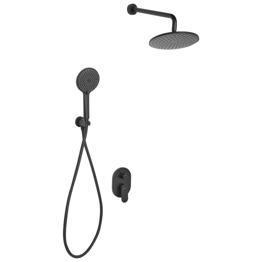 Set doccia a incasso in ottone nero 3 modalità di getto a pioggia Funzione doccia a parete Sistema doccia a sospensione Stile moderno