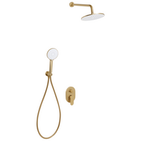 Set doccia a incasso in ottone oro 3 modalità di getto a pioggia Funzione doccia a parete Sistema doccia a sospensione Stile moderno