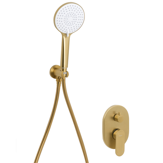 Set doccia a incasso in ottone oro 3 modalità di getto a pioggia Funzione doccia a parete Sistema doccia a sospensione Stile moderno