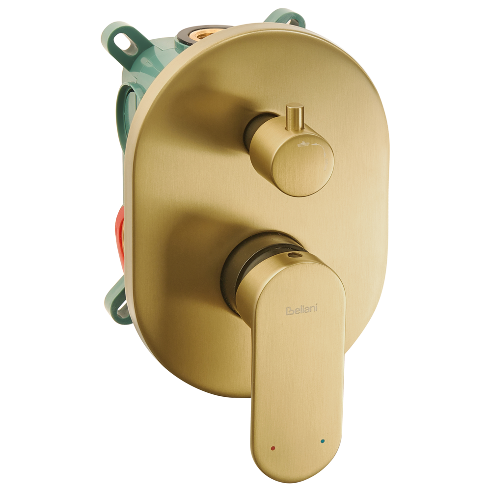 Set doccia a incasso in ottone oro 3 modalità di getto a pioggia Funzione doccia a parete Sistema doccia a sospensione Stile moderno