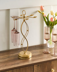 Portabicchieri da vino e glam di forma irregolare per bicchieri in ferro oro stile moderno