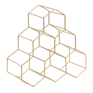 Portabottiglie in metallo dorato 34 x 35 x 15 cm per bottiglie a nido d\'ape Stile moderno e glamour Cucina Soggiorno Sala da pranzo