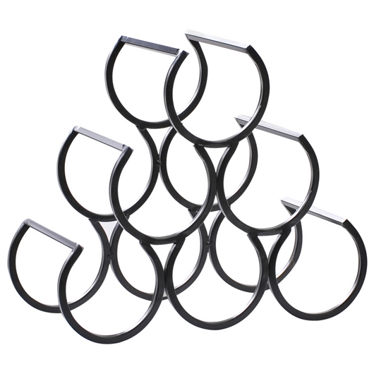 Organizzatore industriale irregolare per bottiglie di vino in ferro Nero stile moderno