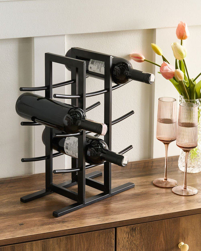 Portabottiglie irregolare in ferro per bottiglie Nero stile moderno