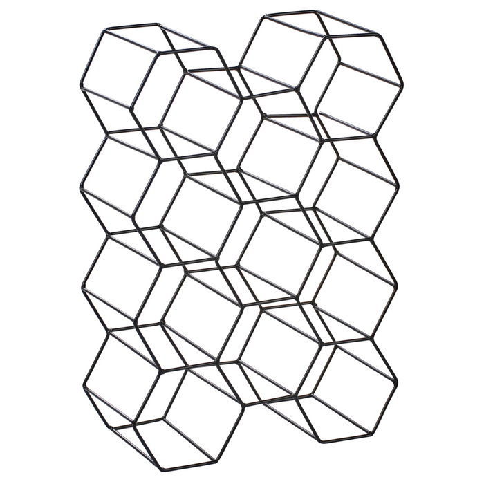 Organizzatore di vino a nido d'ape in ferro per bottiglie nero stile moderno