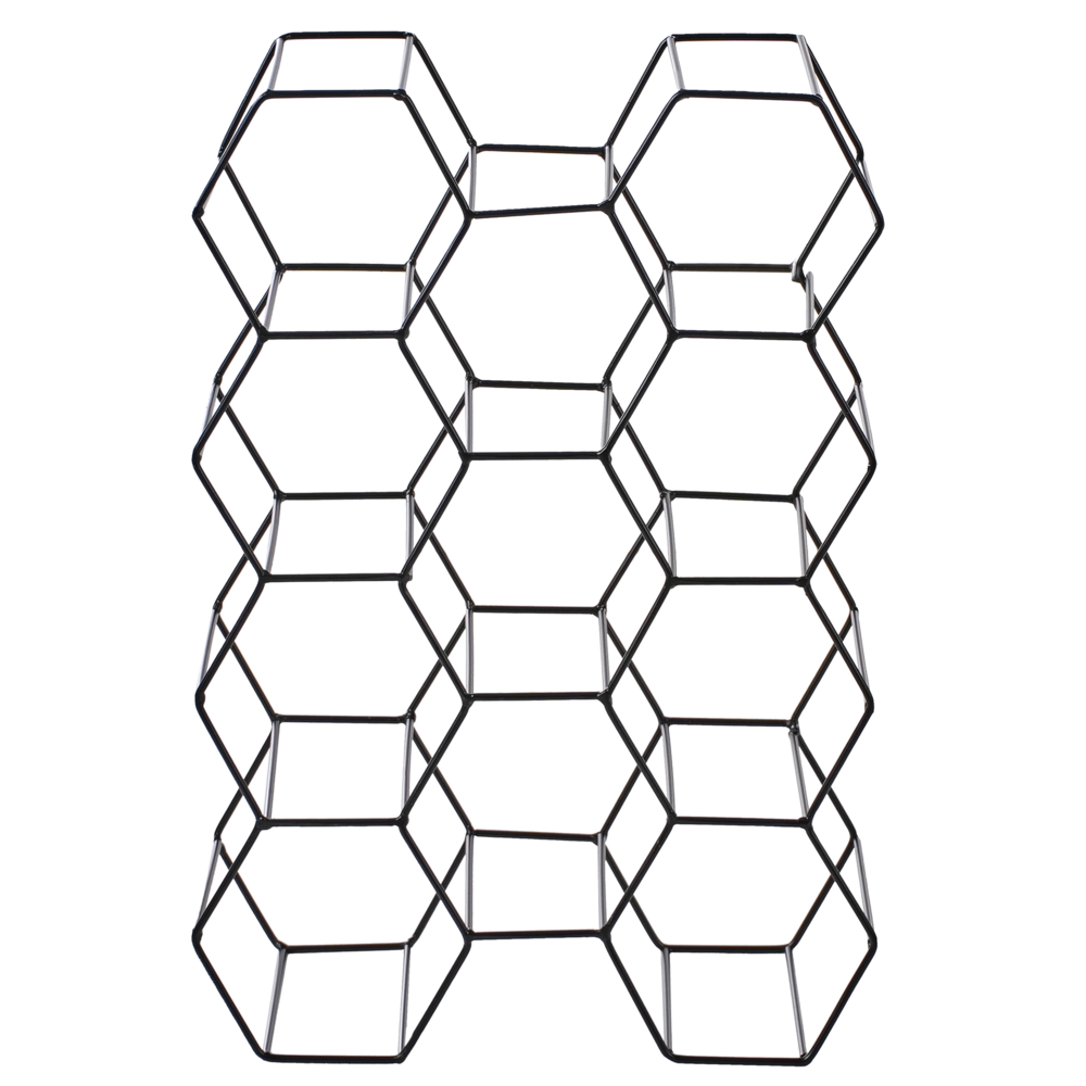 Organizzatore di vino a nido d'ape in ferro per bottiglie nero stile moderno