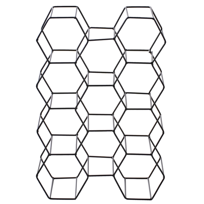 Organizzatore di vino a nido d'ape in ferro per bottiglie nero stile moderno
