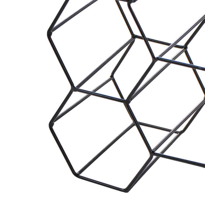 Organizzatore di vino a nido d'ape in ferro per bottiglie nero stile moderno