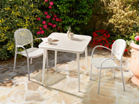 Tavolo da pranzo da giardino in alluminio beige chiaro 80 x 80 cm Arredamento da esterno moderno quadrato