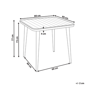 Tavolo da pranzo da giardino in alluminio beige chiaro 80 x 80 cm Arredamento da esterno moderno quadrato
