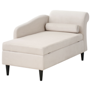 Chaise longue Rivestimento in velluto Beige con contenitore a versione Destra con supporto