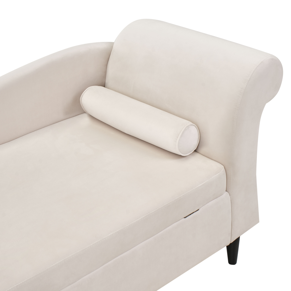 Chaise longue Rivestimento in velluto Beige con contenitore a versione Destra con supporto