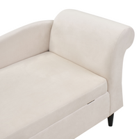 Chaise longue Rivestimento in velluto Beige con contenitore a versione Destra con supporto