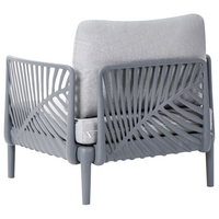 Poltrona da giardino grigia con struttura sintetica sedia da esterno con cuscini stile moderno