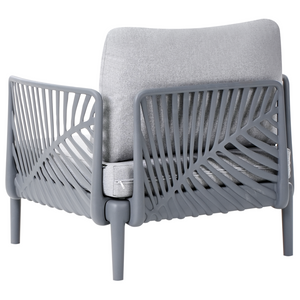 Poltrona da giardino grigia con struttura sintetica sedia da esterno con cuscini stile moderno