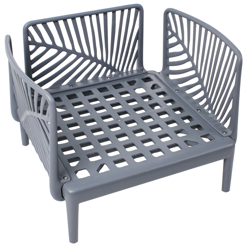 Poltrona da giardino grigia con struttura sintetica sedia da esterno con cuscini stile moderno