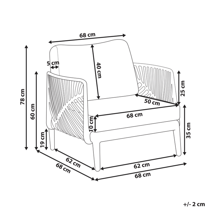 Poltrona da giardino grigia con struttura sintetica sedia da esterno con cuscini stile moderno
