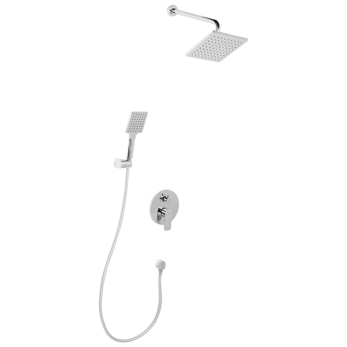 Set doccia a incasso in ottone 3 modalità di getto con funzione pioggia a parete argento stile moderno