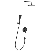 Set doccia a incasso in ottone 3 modalità di getto con funzione pioggia a parete nero stile moderno