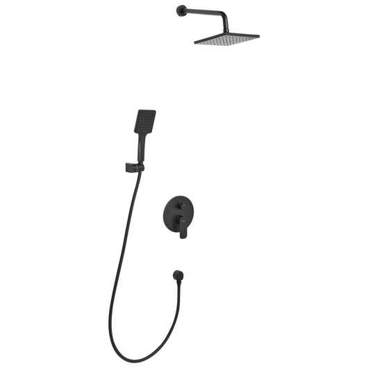 Set doccia a incasso in ottone 3 modalità di getto con funzione pioggia a parete nero stile moderno