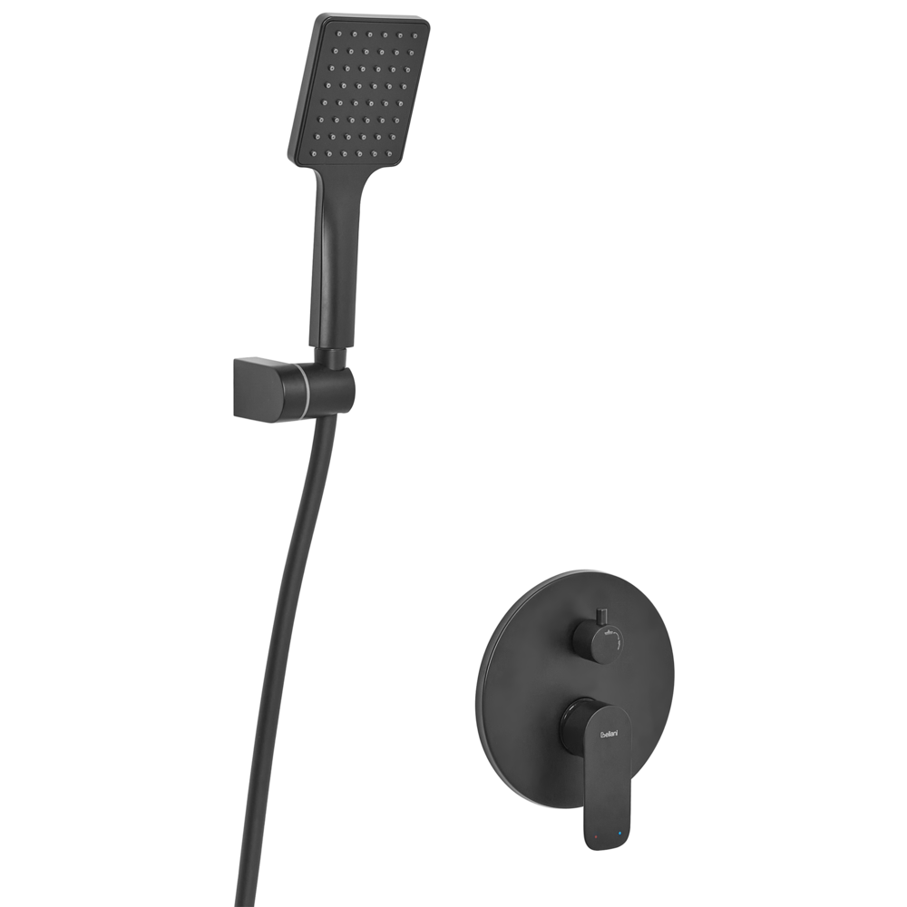 Set doccia a incasso in ottone 3 modalità di getto con funzione pioggia a parete nero stile moderno