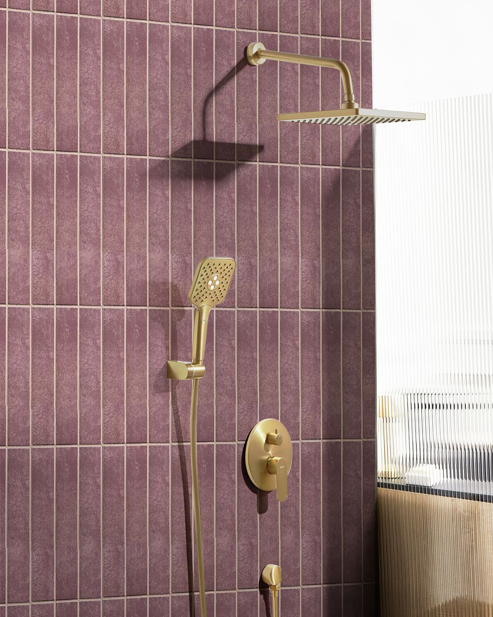 Set doccia a incasso in ottone 3 modalità di getto con funzione a muro Oro stile modero