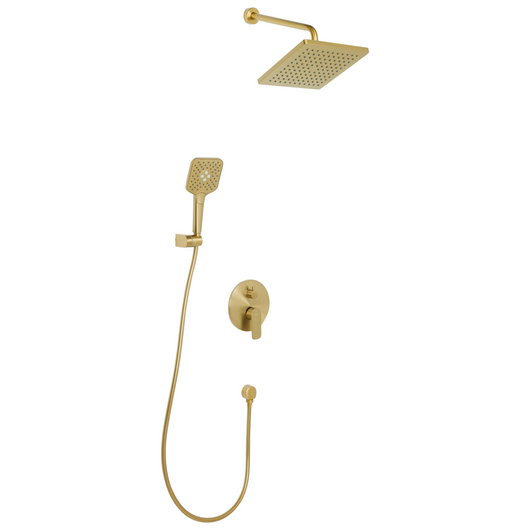 Set doccia a incasso in ottone 3 modalità di getto con funzione a muro Oro stile modero