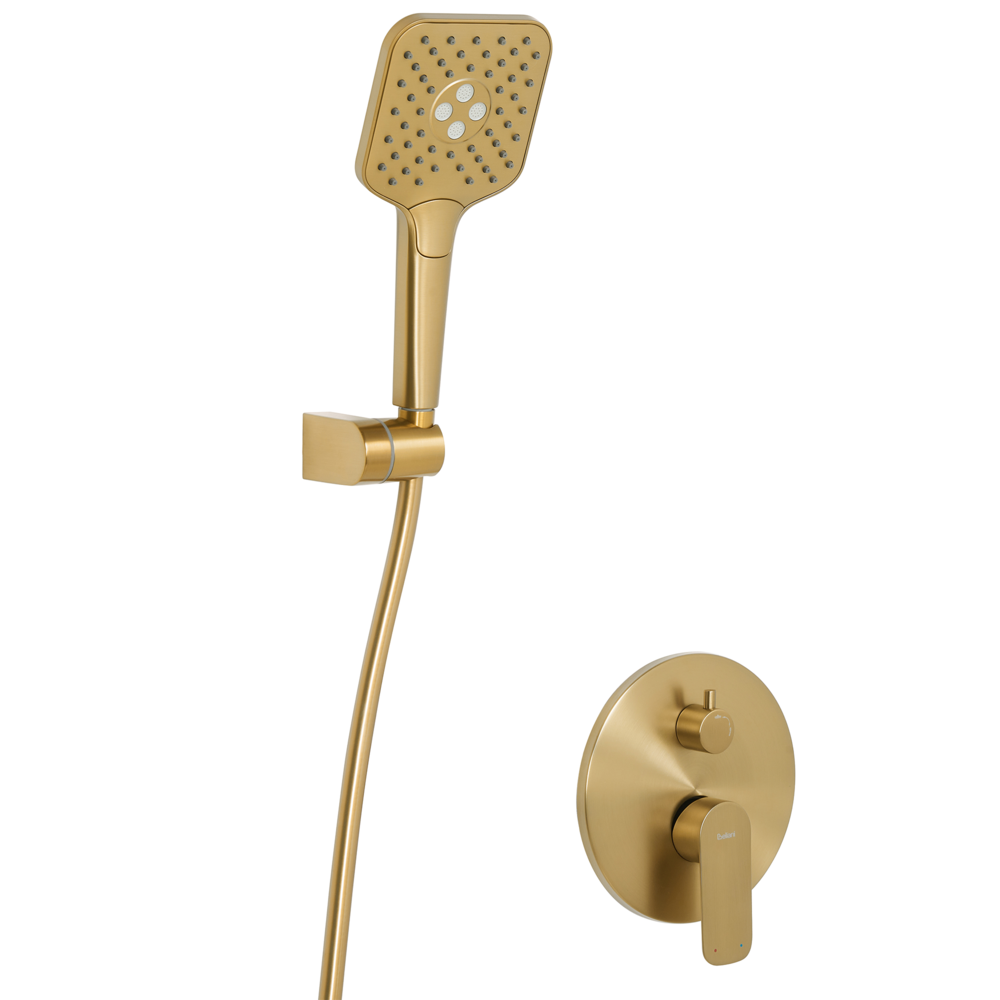 Set doccia a incasso in ottone 3 modalità di getto con funzione a muro Oro stile modero