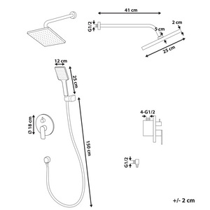 Set doccia a incasso in ottone 3 modalità di getto con funzione a muro Oro stile modero