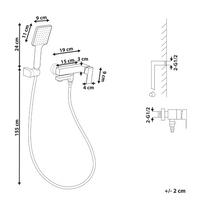 Set di miscelatori da bagno a parete in ottone con bocca singola e soffione doccia Kit argento