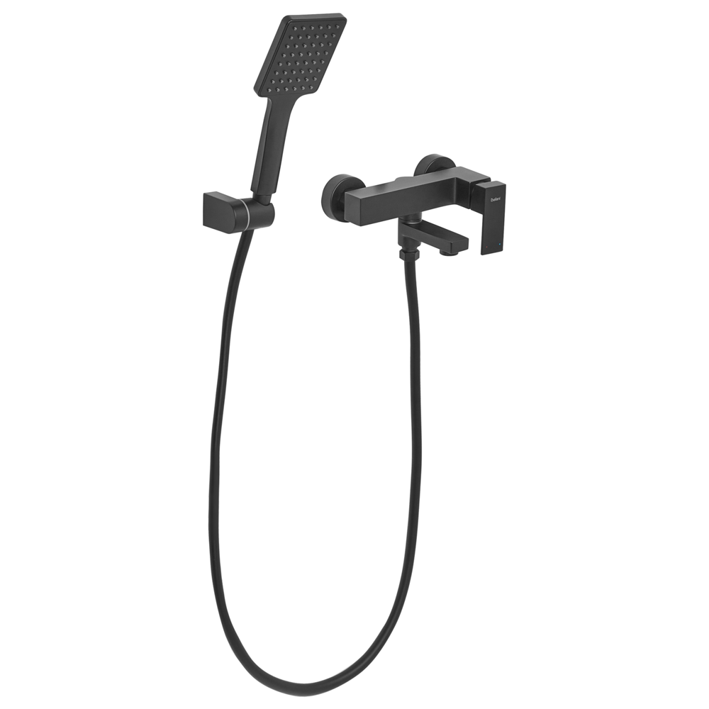 Set di miscelatori da bagno a parete in ottone con bocca singola e soffione doccia Kit nero