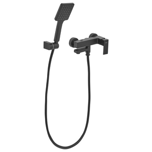 Set di miscelatori da bagno a parete in ottone con bocca singola e soffione doccia Kit nero