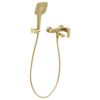 Set di miscelatori da bagno a parete in ottone con bocca singola e soffione doccia Kit oro