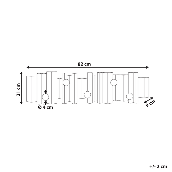 Appendiabiti a muro in legno di abete nero, metallo dorato, ganci, appendiabiti decorativo, accessorio per corridoio, stile retrò industriale