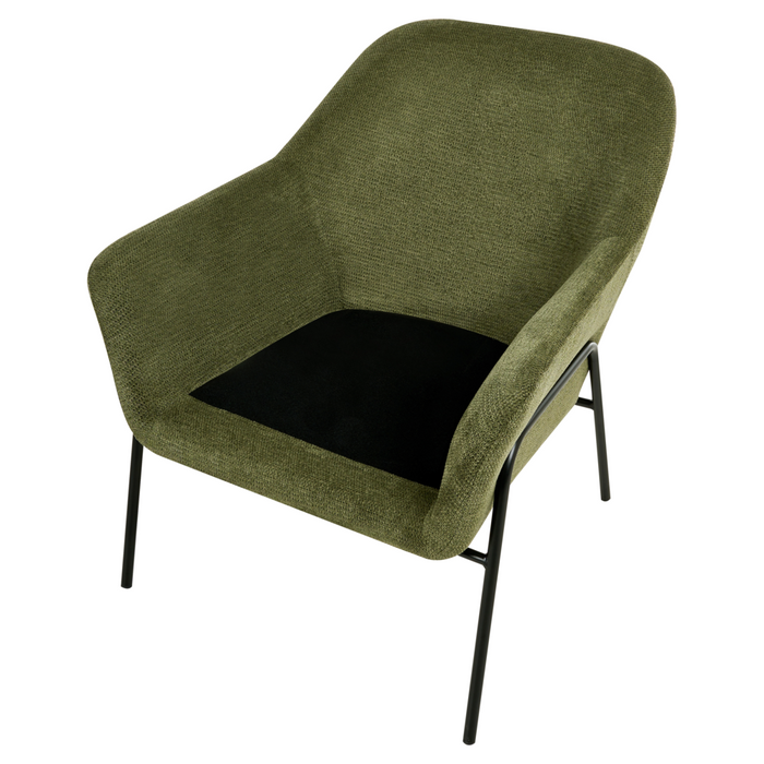 Poltrona verde con rivestimento in poliestere e struttura in metallo Moderno